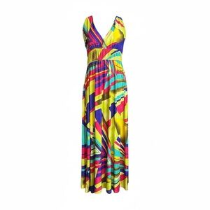 Diva Yellow Multicolor halter Geometric Maxi Dress